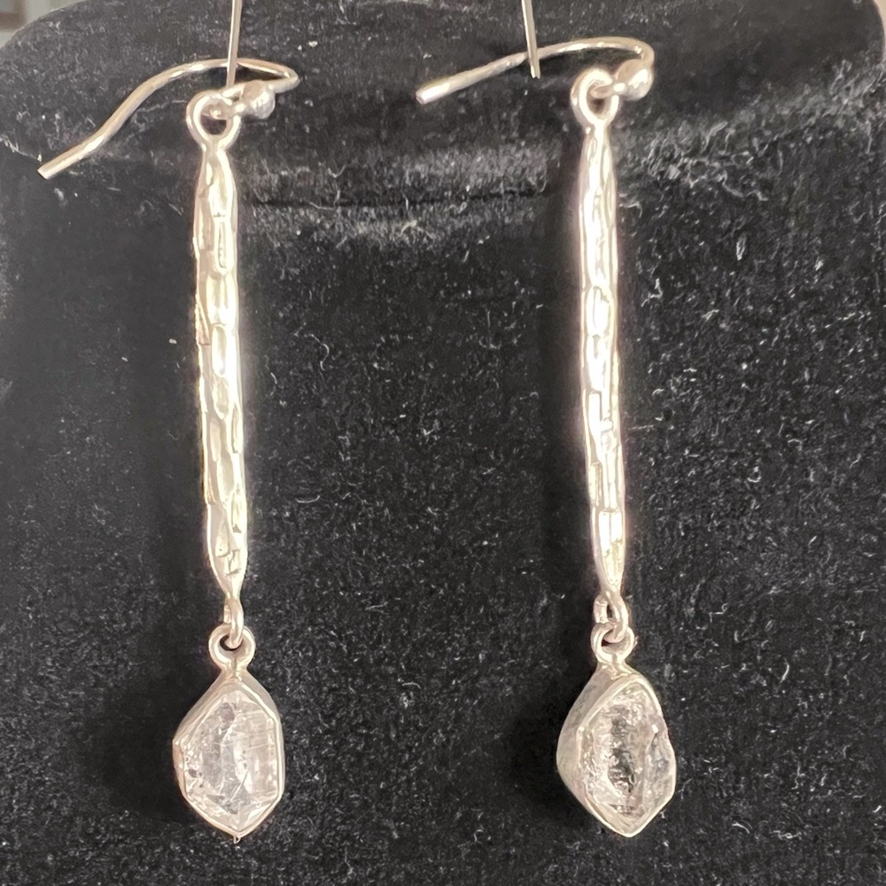 Silver 925 and Herkimer Diamond Teardrop Earrings